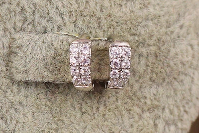 Серьги кольца Xuping Jewelry с камнями в два ряда 10 мм серебристые