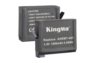 2-Pack AHDBT-401 комплект из 2 аккумуляторов KingMa для GoPro AHDBT-401 (2 x 1200 mAh)