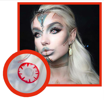 Лінзи кольорові GMP Fresh lady White demon Хеллоуїн Halloween Косплей аніме Білі з червоним (He-3)