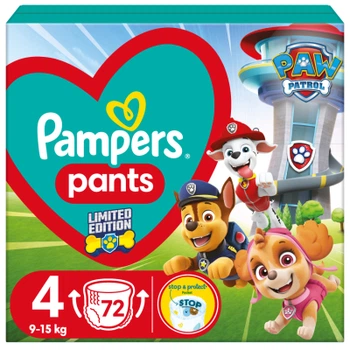 Подгузники Pampers Maxi Размер 4 (9-15 кг) Paw Patrol 72 шт (8006540863572)