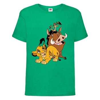 Футболка детская Король Лев (Lion King) зеленая (LK-friends-green) 164 см