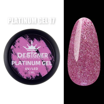 Гель с шиммером Platinum Gel (Дизайнер Профессионал), 5 мл. Малиновый 17