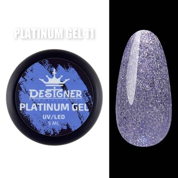 Гель с шиммером Platinum Gel (Фиолетово-синий №11, 5 мл) Дизайнер для маникюра и педикюра