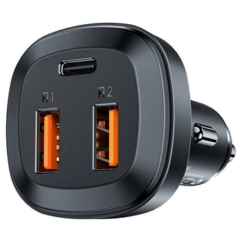 Автомобільний зарядний пристрій ACEFAST B9 66W (2USB-A+USB-C) Швидка зарядка Quick Charge 3.0 Three Port Metal Car Charger Зарядка в авто (Black)