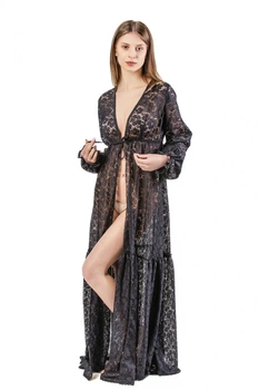 Кружевной женский пляжный халат макси 98кп-170/495 One size(S-L) Черный (2000012496011)