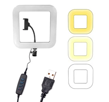 Квадратная LED лампа Boya 28 см с держателем для смартфона, селфи кольцо