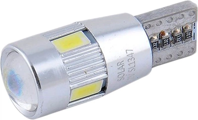 Лампочка без цоколя LED T10_W5W SMD белая 6-диодов 12V W2.1x9.5d CANbus (Solar) (к-т.-2шт.) SL1347