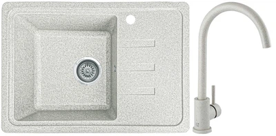 Мийка кухонна, гранітна, прямокутна Valetti 35R 62х43см Тера + змішувач
