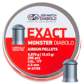 Кулі JSB Diabolo Exact Monster пневматичні 4.52 мм 0.87 г 200 шт (00-00001758)