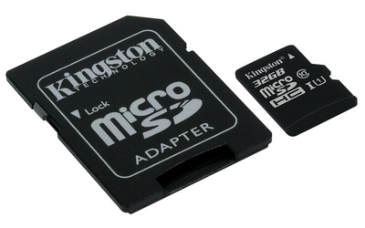 Kingston microSDHC 32GB Canvas Select Class 10 UHS-I U1 + SD-адаптер (SDCS/32GB)