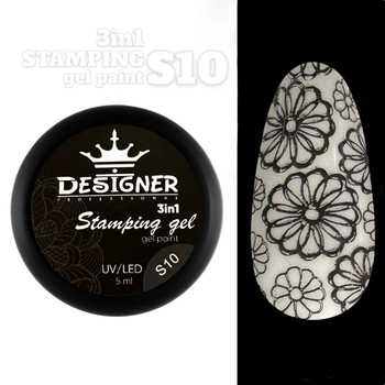 Гель-краска 3в1 для стэмпинга, аэропуффинга и росписи 5 мл. Disigner Stamping Gel Paint Графит S10