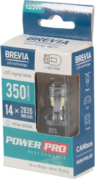 Лампочка без цоколя LED T20_W21 / 5W SMD белая 14-диодов 12/24V W3x4.6d CANbus (Brevia) (к-т.-2шт.)