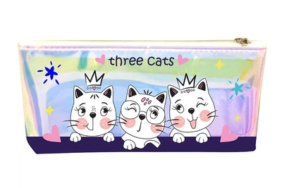 Пенал-косметичка лазерный, 20*9*2,5см, «Three Сats» 13103