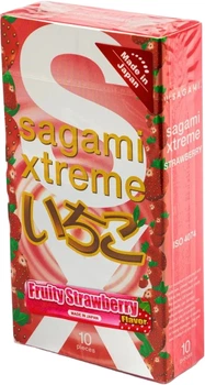 Презервативи Sagami Xtreme Fruity Strawberry з ароматом полуниці 10 шт (ROZ6400229299)