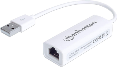 Перехідник Manhattan USB 2.0 AM-Ethernet (506731) White