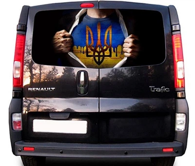 Наклейка на заднее стекло ARB 3D TUNING STUDIO Флаг тризуб Украины 1480х700х0.18мм