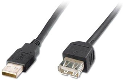 Kabel Digitus USB 2.0 (AM/AF) 1,8 m Czarny (AK-300200-018-S)