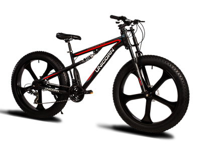 Горный велосипед на литых дисках Unicorn Godzilla Fat-Bike 26″ Рама 17 Чёрно-красный