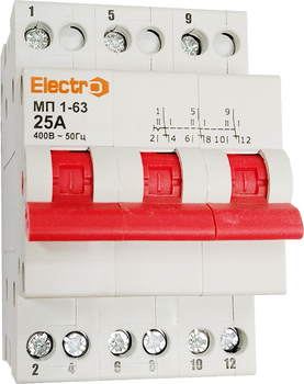 Перемикач навантаження ElectrO І-0-ІІ МП1-63 3P 25 А (MP63325)