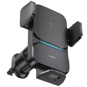 Автодержатель с БЗУ Wisdom Auto Alignment (QI 15W) (Air Outlet base) (CGZX000001) Black Baseus (teh0029293)