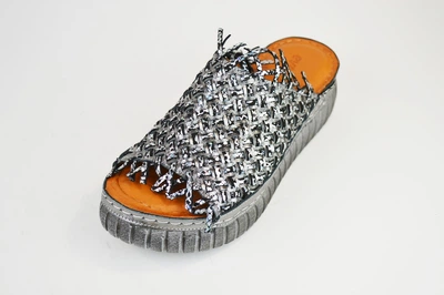 Шлепанцы Evromoda 31825 серебристый кожа 37