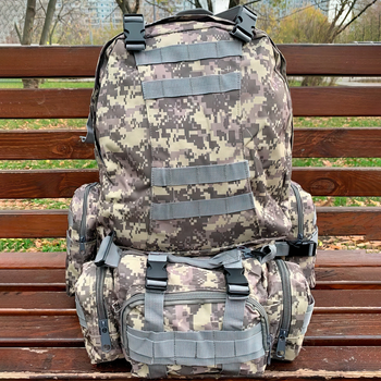Тактичний рюкзак на 55 л з підсумками 55х40х25 см B08 Піксель (63903713)