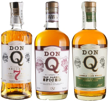 Набір ром Don Q Reserva 7 yo 0.7 л 40% + Don Q Oak Barrel Spiced 0.7 л 45% + Don Q Vermouth Cask Finish 0.7 л 40% (1021000146955)