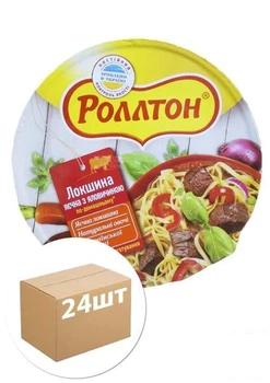 Лапша быстрого приготовления (говядина) ТМ “Роллтон” (тарелка) 75гр упаковка 24шт (90082)