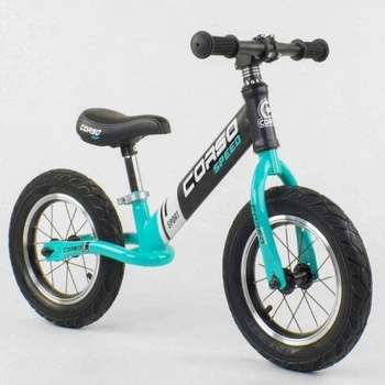 Беговел Corso Speed Sport 88671 надувные колеса 12" подшипник черно-бирюзовый