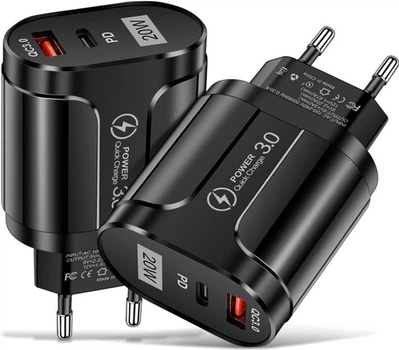 Сетевое зарядное устройство TRw USB Type-C Super Charge/Quick Charge 3.0 PD 20W Black (HbP050559)