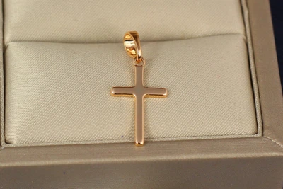 Крестик Xuping Jewelry тонкий гладкий 2 см золотистый