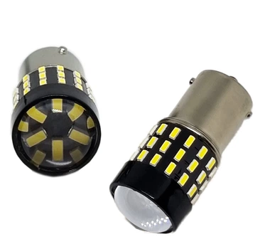 Светодиодная лампа с цоколем 1156 BA15s P21W 54 SMD 3014 12V Белая с драйвером ПРЕМИУМ (11516)