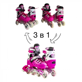 Детские ролики для начинающих 3 в 1 Scale Sports, размер 29-33, Розовые