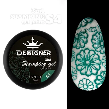 Гель-краска 3в1 для стэмпинга, аэропуффинга и росписи 5 мл. Disigner Stamping Gel Paint Изумрудный S04