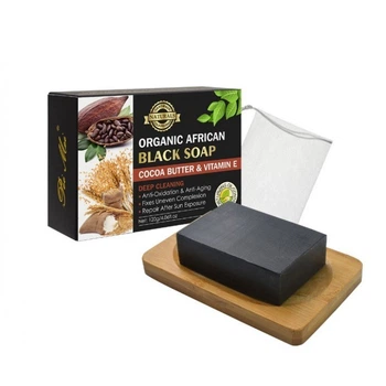 Мило чорне Organic Black Soap, з вітаміном Е та какао, 120 г, Famous Carе
