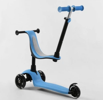 Самокат триколісний Best Scooter PL-422 (4) колеса PU зі світлом, сидіння, батьківська ручка