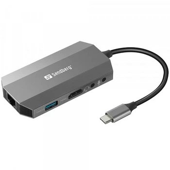 Док-станція USB3.1 Type-C Sandberg 136-33 HDMI/USB 3.0x2/RJ45/SD/TF/PD 100W 6in1 Grey