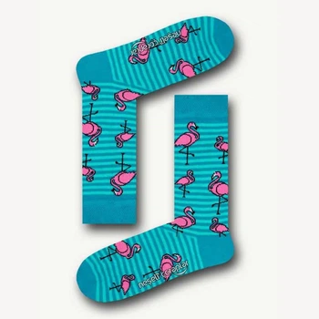 Шкарпетки Unisex Neseli Daily Фламінго у смужку, Бірюзові 37-44р.