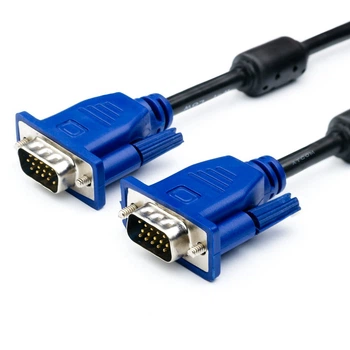 Кабель VGA 3+2 1.5m, male to male (папа-папа), 2 феррита, черно-синий, пакет Q300