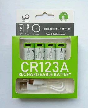 Аккумулятор CR123A (16340) с разъемом TYPE-C Smartools 700 mAh (цена за блистер - 4 штуки) + кабель TYPE-C