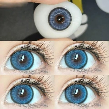 Линзы цветные Eyeshare без диоптрий голубые Blue 02 + контейнер для хранения