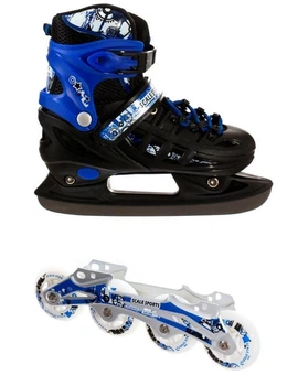 Раздвижные детские ролики-коньки Scale Sports (2в1), размер 29-33, Сине-Черные