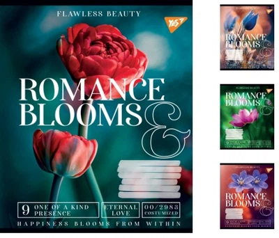 Тетради ученические 96 листов линия. YES Romance blooms 5 шт. в упаковке
