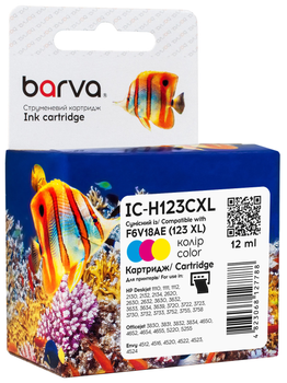 Картридж Barva совместимый с HP 123XL (F6V18AE) 12 мл, 3 color C/M/Y (IC-H123CXL)