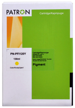 Картридж Patron совместимый с Canon PFI-120Y (2888C001AA) 130 мл, Yellow (PN-PFI120Y)