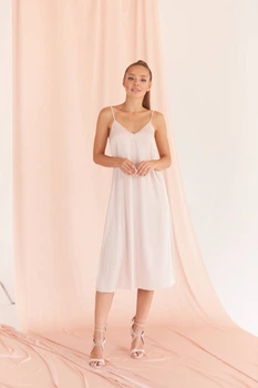Сукня шовкова AМN Classic midi L Бежевий 6105
