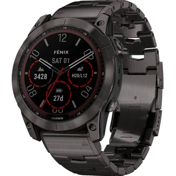 Смарт-годинник Garmin Fenix 7X Sapphire Solar Edition Carbon Grey DLC Titanium with Carbon Grey DLC Vented Titanium Band (010-02541-27) [78193]