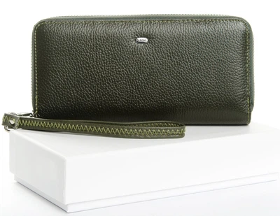 Женский кожаный кошелек на две молнии Dr.Bond W1039-3 Dark-green