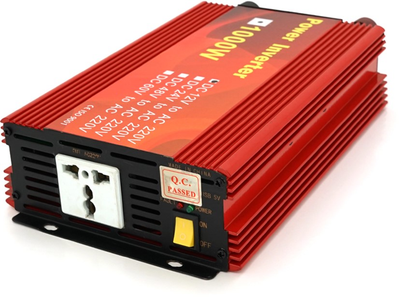 Інвертор напруги Demuda 1000W 12/220V з апроксимованою синусоїдою, 1 універсальна розетка, клемні дроти, Q10 (YT29155)
