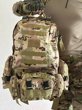 Тактичний штурмовий рюкзак з підсумками мультикам 45л